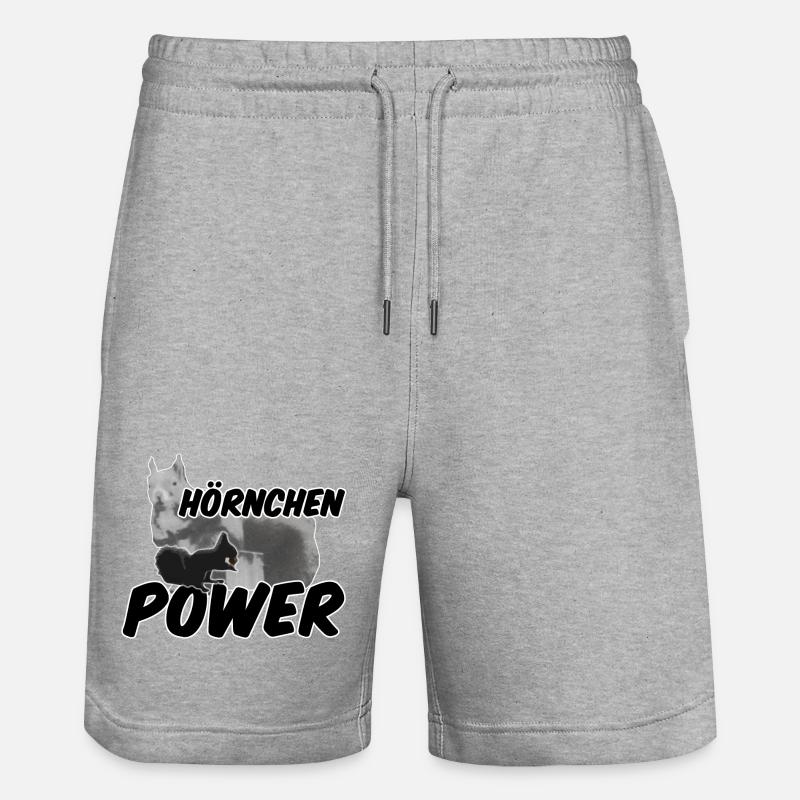 Hörnchenpower Eichhörnchen Tiere Spruch - Stanley/Stella Unisex Bio Joggingshorts Trainer  - Grau meliert