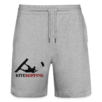 Kitesurf - conception - Short de jogging bio TRAINER Stanley/Stella unisexe - gris chiné - Devant - Nik (191cm) & Marisol (170cm)
