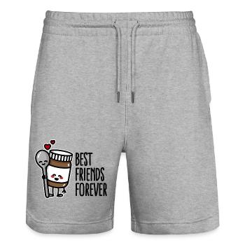 Best friends forever chocolate spread / spoon BFF - Stanley/Stella Unisex Bio Joggingshorts Trainer  - Grau meliert - Vorne - Nik (191cm) & Marisol (170cm)