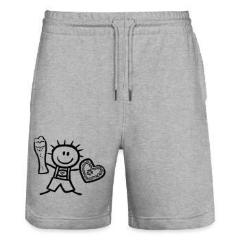 Trachten-Männchen mit Bier und Lebkuchenherz - Stanley/Stella Unisex Bio Joggingshorts Trainer  - Grau meliert - Vorne - Nik (191cm) & Marisol (170cm)