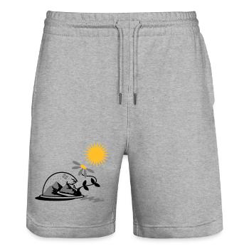 Schneekugel mit Sonnenblume und Sonne - Stanley/Stella Unisex Bio Joggingshorts Trainer  - Grau meliert - Vorne - Nik (191cm) & Marisol (170cm)