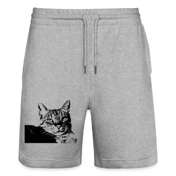 Katze Kätzchen Katzenshirt Geschenk - Stanley/Stella Unisex Bio Joggingshorts Trainer  - Grau meliert - Vorne - Nik (191cm) & Marisol (170cm)