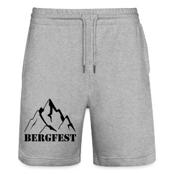 Abstraktes Bergfest Design - Stanley/Stella Unisex Bio Joggingshorts Trainer  - Grau meliert - Vorne - Nik (191cm) & Marisol (170cm)