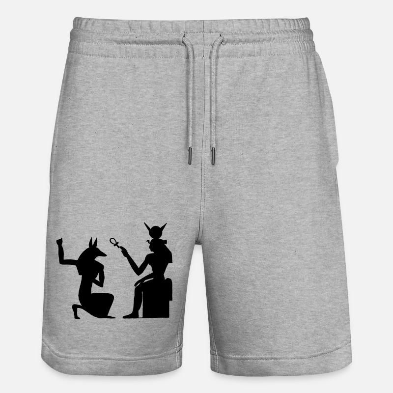 Pyramide hiéroglyphes égyptiens pharaon - Short de jogging bio TRAINER Stanley/Stella unisexe - gris chiné