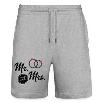 wedding - Stanley/Stella Trainer Unisex Organic Jogging Shorts - heather grey - Front - Nik (191cm) & Marisol (170cm)