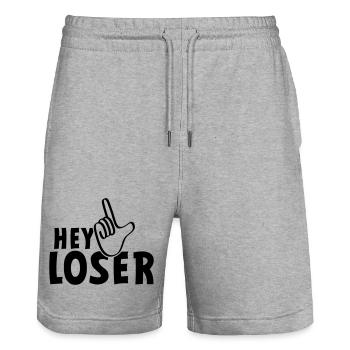 Hey loser. losers, weirdos, silly, neurd.... - Stanley/Stella Trainer Unisex Organic Jogging Shorts - heather grey - Front - Nik (191cm) & Marisol (170cm)