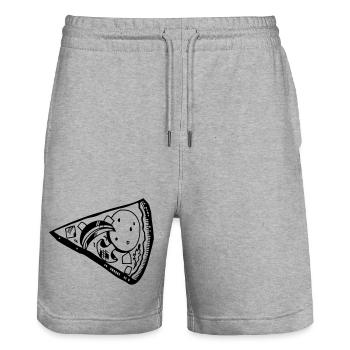 Pizza Slice Pärchen Valentinstag Essen Love - Stanley/Stella Unisex Bio Joggingshorts Trainer  - Grau meliert - Vorne - Nik (191cm) & Marisol (170cm)