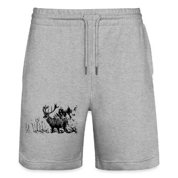 Cerf - Short de jogging bio TRAINER Stanley/Stella unisexe - gris chiné - Devant - Nik (191cm) & Marisol (170cm)
