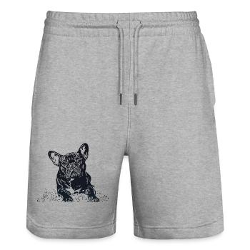 Bouledogue Français - Short de jogging bio TRAINER Stanley/Stella unisexe - gris chiné - Devant - Nik (191cm) & Marisol (170cm)