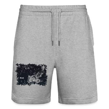 Carpe Koi - Short de jogging bio TRAINER Stanley/Stella unisexe - gris chiné - Devant - Nik (191cm) & Marisol (170cm)