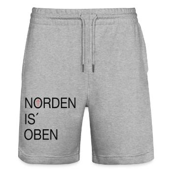 Norden is oben - Stanley/Stella Unisex Bio Joggingshorts Trainer  - Grau meliert - Vorne - Nik (191cm) & Marisol (170cm)