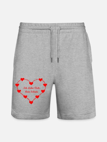 Herz mit Liebesbotschaft für Partner - Stanley/Stella Unisex Bio Joggingshorts Trainer - Grau meliert