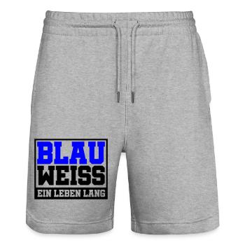 Blau Weiss ein Leben Lang | Farben änderbar - Stanley/Stella Unisex Bio Joggingshorts Trainer  - Grau meliert - Vorne - Nik (191cm) & Marisol (170cm)
