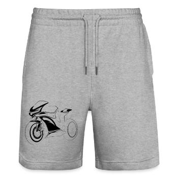 Motorcycle Illustration Icon Graphic Icon Logo - Stanley/Stella Trainer Unisex Organic Jogging Shorts - heather grey - Front - Nik (191cm) & Marisol (170cm)