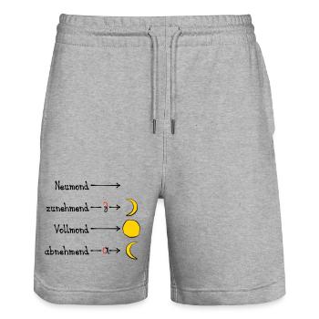 Mondphasen mit Eselsbrücke - dunkel - Stanley/Stella Unisex Bio Joggingshorts Trainer  - Grau meliert - Vorne - Nik (191cm) & Marisol (170cm)