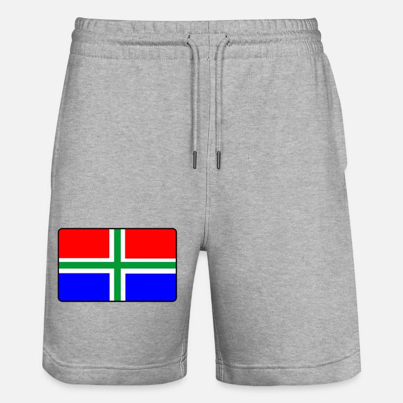 Drapeau de la province Groningsevlag Groningue - Short de jogging bio TRAINER Stanley/Stella unisexe - gris chiné