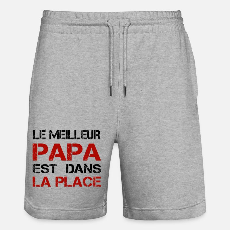 Papa La Place Distressed Rouge - Short de jogging bio TRAINER Stanley/Stella unisexe - gris chiné