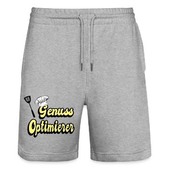 Genuss Optimierer - Stanley/Stella Unisex Bio Joggingshorts Trainer  - Grau meliert - Vorne - Nik (191cm) & Marisol (170cm)