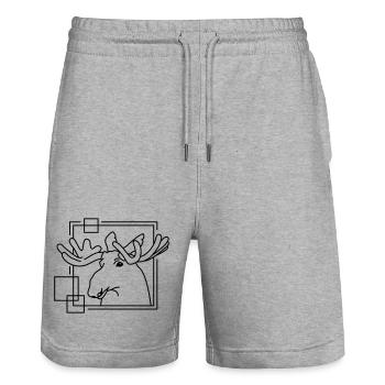 Elch in geometrischer Form - Line-Art-Design - Stanley/Stella Unisex Bio Joggingshorts Trainer  - Grau meliert - Vorne - Nik (191cm) & Marisol (170cm)