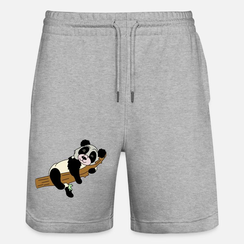 Panda auf Ast Illustration - Stanley/Stella Unisex Bio Joggingshorts Trainer  - Grau meliert