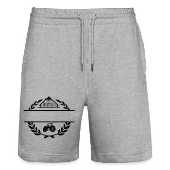 Proud of the farm and tractor - Stanley/Stella Trainer Unisex Organic Jogging Shorts - heather grey - Front - Nik (191cm) & Marisol (170cm)