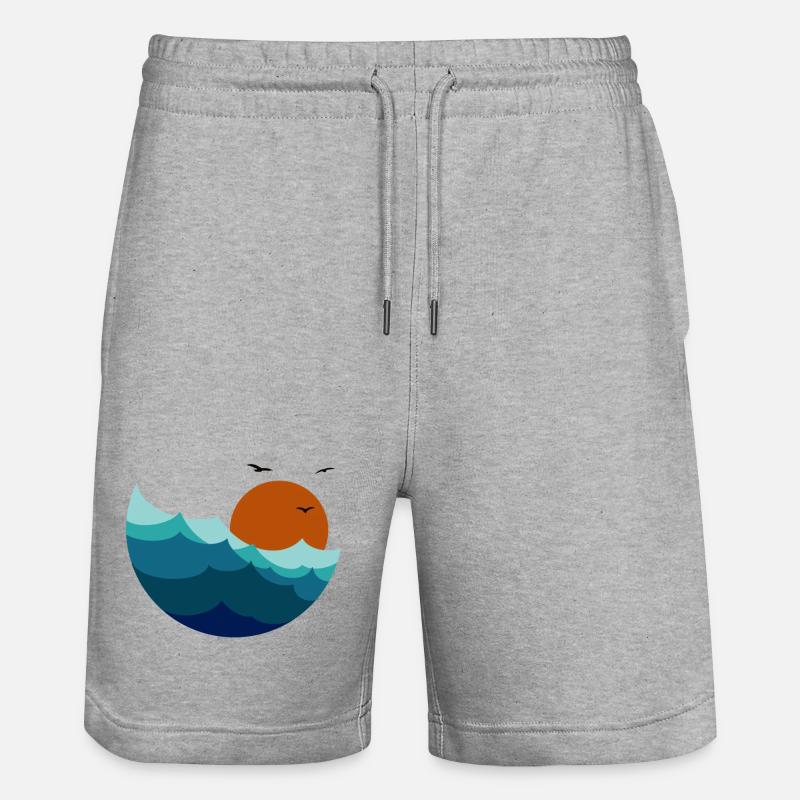 Vagues Coucher de soleil - Short de jogging bio TRAINER Stanley/Stella unisexe - gris chiné