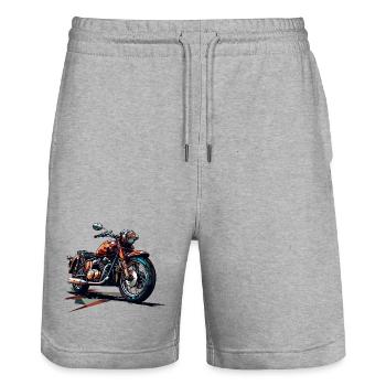 Moto de style polygonal - Short de jogging bio TRAINER Stanley/Stella unisexe - gris chiné - Devant - Nik (191cm) & Marisol (170cm)