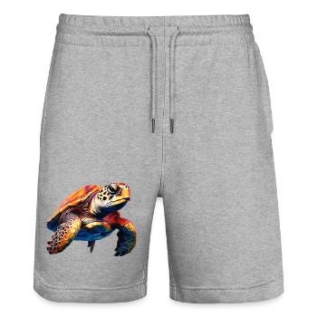 Meeresschildkröten Design - Stanley/Stella Unisex Bio Joggingshorts Trainer  - Grau meliert - Vorne - Nik (191cm) & Marisol (170cm)
