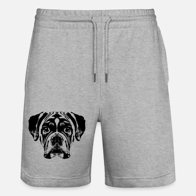 Boxer / Tête / Chien / Graphique - Short de jogging bio TRAINER Stanley/Stella unisexe - gris chiné