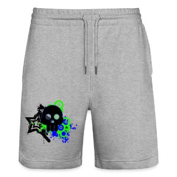 Neon Schädel Spritzer - Stanley/Stella Unisex Bio Joggingshorts Trainer  - Grau meliert - Vorne - Nik (191cm) & Marisol (170cm)