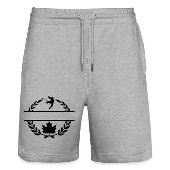 Couronne de laurier de hockey sur glace feuille d’érable du Canada - Short de jogging bio TRAINER Stanley/Stella unisexe - gris chiné - Devant - Nik (191cm) & Marisol (170cm)