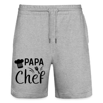 Cadeau Papa Chef de Cuisine ! - Short de jogging bio TRAINER Stanley/Stella unisexe - gris chiné - Devant - Nik (191cm) & Marisol (170cm)