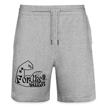 For the gains - Stanley/Stella Unisex Bio Joggingshorts Trainer  - Grau meliert - Vorne - Nik (191cm) & Marisol (170cm)