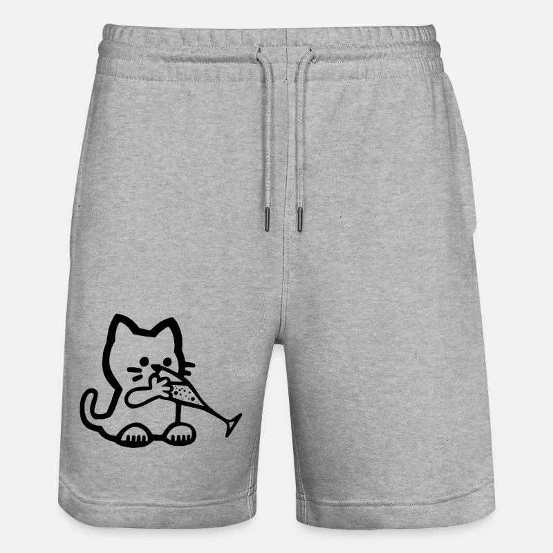 Das Kätzchen hat Durst - Stanley/Stella Unisex Bio Joggingshorts Trainer  - Grau meliert
