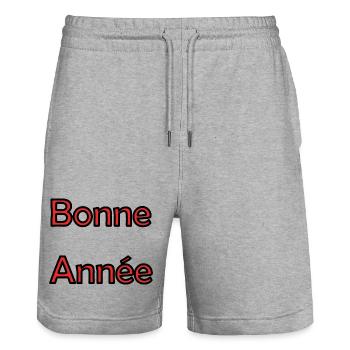 BONNE ANNEE. NOËL. ANNEE. ANNIVERSAIRE. RETRAITE. - Short de jogging bio TRAINER Stanley/Stella unisexe - gris chiné - Devant - Nik (191cm) & Marisol (170cm)