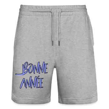 BONNE ANNEE. NOËL. ANNEE. ANNIVERSAIRE. RETRAITE. - Short de jogging bio TRAINER Stanley/Stella unisexe - gris chiné - Devant - Nik (191cm) & Marisol (170cm)