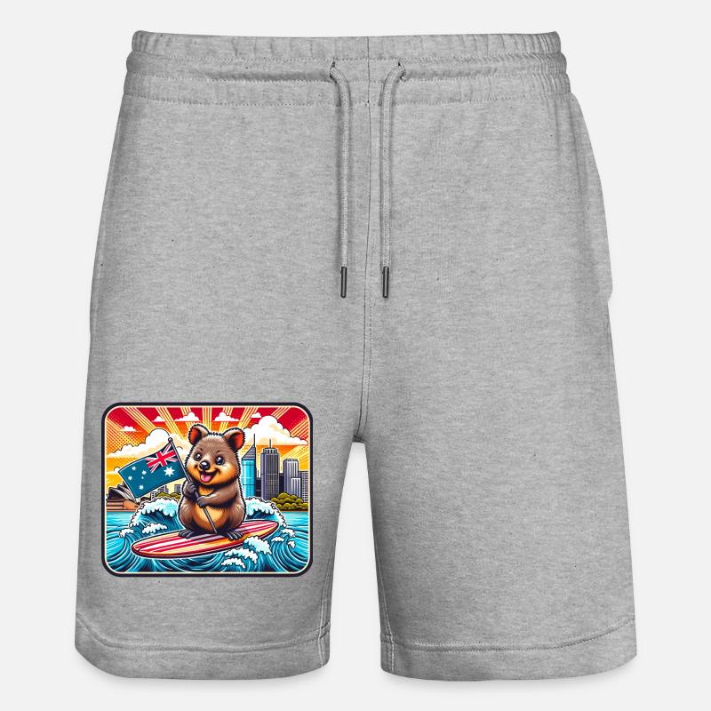 Design de surf australien Quokka - Short de jogging bio TRAINER Stanley/Stella unisexe - gris chiné
