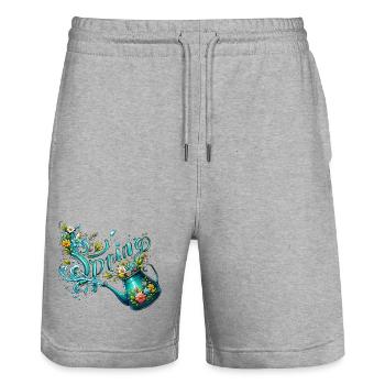 L’arrosage printanier peut lui permettre de faire pousser des fleurs printanières - Short de jogging bio TRAINER Stanley/Stella unisexe - gris chiné - Devant - Nik (191cm) & Marisol (170cm)