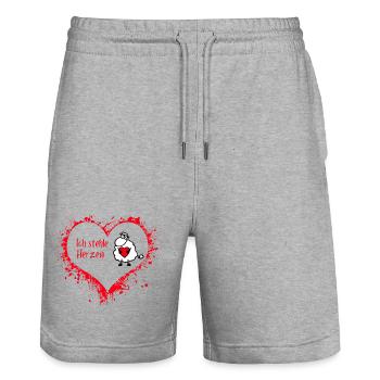 IchStehleHerzen - Stanley/Stella Unisex Bio Joggingshorts Trainer  - Grau meliert - Vorne - Nik (191cm) & Marisol (170cm)