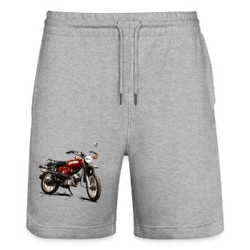 S51 Enduro Simson Motorrad - Stanley/Stella Unisex Bio Joggingshorts Trainer  - Grau meliert - Vorne - Nik (191cm) & Marisol (170cm)