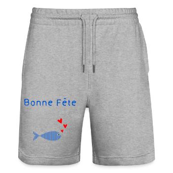 OMA. MUTTERTAG. ALLES GUTE ZUM OMA-TAG. ICH LIEBE DICH - Stanley/Stella Unisex Bio Joggingshorts Trainer  - Grau meliert - Vorne - Nik (191cm) & Marisol (170cm)