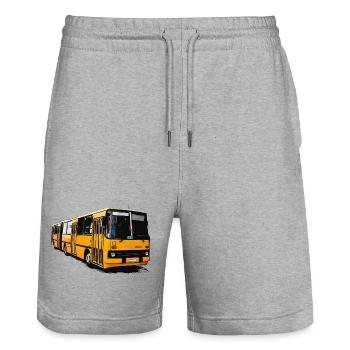 Yellow Ikarus Bus Z80 - Stanley/Stella Trainer Unisex Organic Jogging Shorts - heather grey - Front - Nik (191cm) & Marisol (170cm)