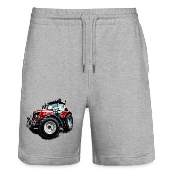 Traktor rot (M F) 6715S - Stanley/Stella Unisex Bio Joggingshorts Trainer  - Grau meliert - Vorne - Nik (191cm) & Marisol (170cm)