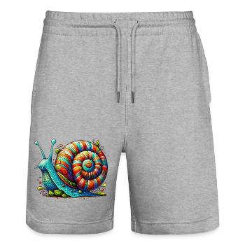 Escargot - Short de jogging bio TRAINER Stanley/Stella unisexe - gris chiné - Devant - Nik (191cm) & Marisol (170cm)