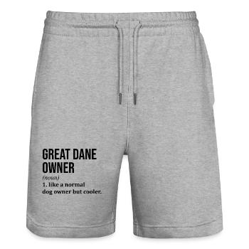 Great Dane - Stanley/Stella Trainer Unisex Organic Jogging Shorts - heather grey - Front - Nik (191cm) & Marisol (170cm)