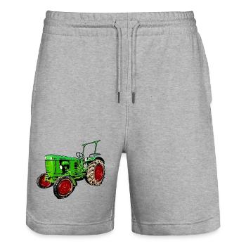 Tracteur ancien D25 - Short de jogging bio TRAINER Stanley/Stella unisexe - gris chiné - Devant - Nik (191cm) & Marisol (170cm)
