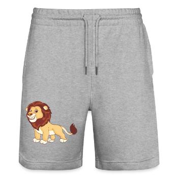 Un lion magnifique - Short de jogging bio TRAINER Stanley/Stella unisexe - gris chiné - Devant - Nik (191cm) & Marisol (170cm)