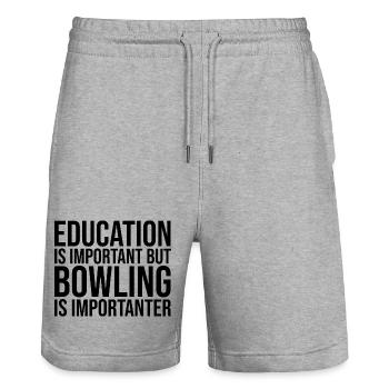 Bowling - Stanley/Stella Trainer Unisex Organic Jogging Shorts - heather grey - Front - Nik (191cm) & Marisol (170cm)