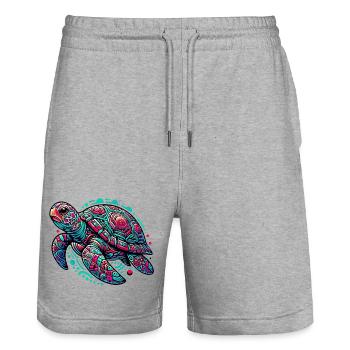 Turtle - Stanley/Stella Trainer Unisex Organic Jogging Shorts - heather grey - Front - Nik (191cm) & Marisol (170cm)