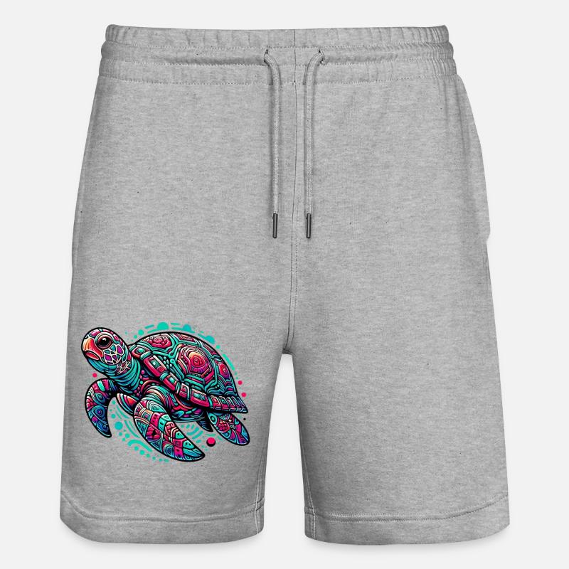 Turtle - Stanley/Stella Trainer Unisex Organic Jogging Shorts - heather grey